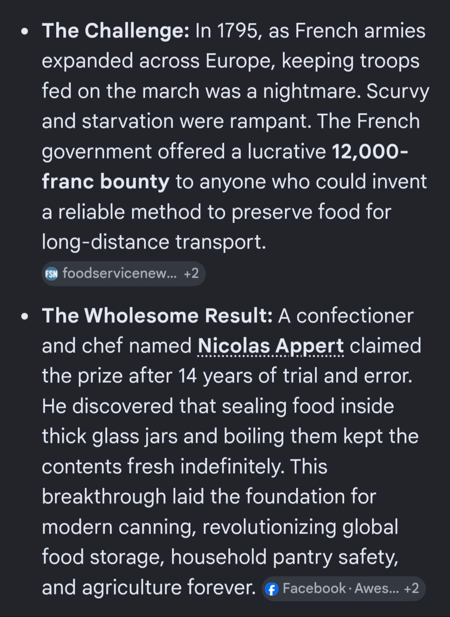 modern canning was discovered because of a $100k bounty from Napoleon token image